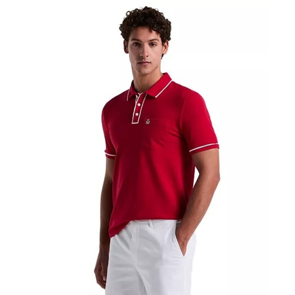 Original Penguin Pique Cotton Polo Shirt Red With White Piping Men's Medium